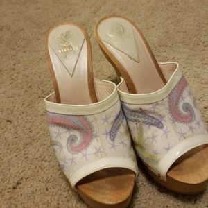 White sea shell versace mules